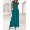 image:imageZESICA Womens Sleeveless One Shoulder Maxi Dress with PocketsTeal