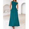 image:imageZESICA Womens Sleeveless One Shoulder Maxi Dress with PocketsTeal