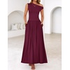 image:imageZESICA Womens Sleeveless One Shoulder Maxi Dress with PocketsWine