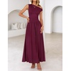 image:imageZESICA Womens Sleeveless One Shoulder Maxi Dress with PocketsWine