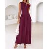image:imageZESICA Womens Sleeveless One Shoulder Maxi Dress with PocketsWine