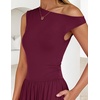 image:imageZESICA Womens Sleeveless One Shoulder Maxi Dress with PocketsWine