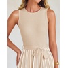 image:imageZESICA Womens Sleeveless Ribbed Knit Tie Waist A Line Maxi Sweater DressesApricot