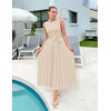 image:imageZESICA Womens Sleeveless Ribbed Knit Tie Waist A Line Maxi Sweater DressesApricot