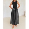 image:imageZESICA Womens Sleeveless Ribbed Knit Tie Waist A Line Maxi Sweater DressesBlack