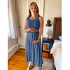 image:imageZESICA Womens Sleeveless Ribbed Knit Tie Waist A Line Maxi Sweater DressesDustyblue