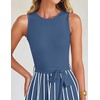 image:imageZESICA Womens Sleeveless Ribbed Knit Tie Waist A Line Maxi Sweater DressesDustyblue