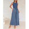 image:imageZESICA Womens Sleeveless Ribbed Knit Tie Waist A Line Maxi Sweater DressesDustyblue
