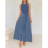image:imageZESICA Womens Sleeveless Ribbed Knit Tie Waist A Line Maxi Sweater DressesDustyblue