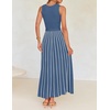 image:imageZESICA Womens Sleeveless Ribbed Knit Tie Waist A Line Maxi Sweater DressesDustyblue