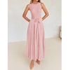 image:imageZESICA Womens Sleeveless Ribbed Knit Tie Waist A Line Maxi Sweater DressesDustypink