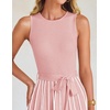 image:imageZESICA Womens Sleeveless Ribbed Knit Tie Waist A Line Maxi Sweater DressesDustypink
