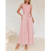 image:imageZESICA Womens Sleeveless Ribbed Knit Tie Waist A Line Maxi Sweater DressesDustypink