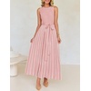 image:imageZESICA Womens Sleeveless Ribbed Knit Tie Waist A Line Maxi Sweater DressesDustypink