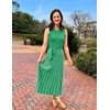 image:imageZESICA Womens Sleeveless Ribbed Knit Tie Waist A Line Maxi Sweater DressesGreen