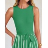 image:imageZESICA Womens Sleeveless Ribbed Knit Tie Waist A Line Maxi Sweater DressesGreen