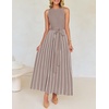 image:imageZESICA Womens Sleeveless Ribbed Knit Tie Waist A Line Maxi Sweater DressesKhaki