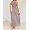 image:imageZESICA Womens Sleeveless Ribbed Knit Tie Waist A Line Maxi Sweater DressesKhaki