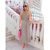 image:imageZESICA Womens Sleeveless Ribbed Knit Tie Waist A Line Maxi Sweater DressesKhaki