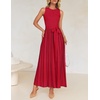 image:imageZESICA Womens Sleeveless Ribbed Knit Tie Waist A Line Maxi Sweater DressesRed