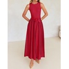 image:imageZESICA Womens Sleeveless Ribbed Knit Tie Waist A Line Maxi Sweater DressesRed