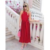 image:imageZESICA Womens Sleeveless Ribbed Knit Tie Waist A Line Maxi Sweater DressesRed