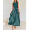 image:imageZESICA Womens Sleeveless Ribbed Knit Tie Waist A Line Maxi Sweater DressesTeal