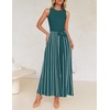 image:imageZESICA Womens Sleeveless Ribbed Knit Tie Waist A Line Maxi Sweater DressesTeal
