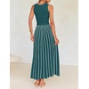image:imageZESICA Womens Sleeveless Ribbed Knit Tie Waist A Line Maxi Sweater DressesTeal