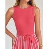 image:imageZESICA Womens Sleeveless Ribbed Knit Tie Waist A Line Maxi Sweater DressesWatermelon