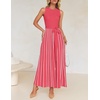 image:imageZESICA Womens Sleeveless Ribbed Knit Tie Waist A Line Maxi Sweater DressesWatermelon
