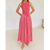 image:imageZESICA Womens Sleeveless Ribbed Knit Tie Waist A Line Maxi Sweater DressesWatermelon