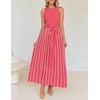 image:imageZESICA Womens Sleeveless Ribbed Knit Tie Waist A Line Maxi Sweater DressesWatermelon