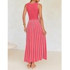image:imageZESICA Womens Sleeveless Ribbed Knit Tie Waist A Line Maxi Sweater DressesWatermelon