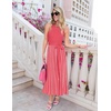 image:imageZESICA Womens Sleeveless Ribbed Knit Tie Waist A Line Maxi Sweater DressesWatermelon