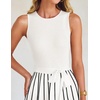 image:imageZESICA Womens Sleeveless Ribbed Knit Tie Waist A Line Maxi Sweater DressesWhite