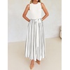 image:imageZESICA Womens Sleeveless Ribbed Knit Tie Waist A Line Maxi Sweater DressesWhite