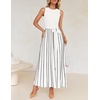 image:imageZESICA Womens Sleeveless Ribbed Knit Tie Waist A Line Maxi Sweater DressesWhite