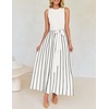 image:imageZESICA Womens Sleeveless Ribbed Knit Tie Waist A Line Maxi Sweater DressesWhite