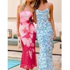 image:imageZESICA Womens Strapless Off the Shoulder Floral Maxi SundressHot Pink