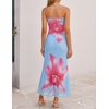 image:imageZESICA Womens Strapless Off the Shoulder Floral Maxi SundressLight Blue