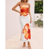 image:imageZESICA Womens Strapless Off the Shoulder Floral Maxi SundressOrange