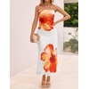 image:imageZESICA Womens Strapless Off the Shoulder Floral Maxi SundressOrange