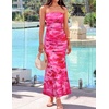 image:imageZESICA Womens Strapless Off the Shoulder Floral Maxi SundressPink