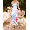 image:imageZESICA Womens Strapless Off the Shoulder Floral Maxi SundressSky