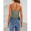 image:imageZESICA Womens Striped Strapless Crop Knit Tube TopsArmygreen