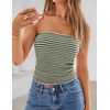 image:imageZESICA Womens Striped Strapless Crop Knit Tube TopsArmygreen