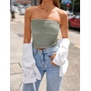 image:imageZESICA Womens Striped Strapless Crop Knit Tube TopsArmygreen