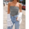 image:imageZESICA Womens Striped Strapless Crop Knit Tube TopsBlack