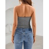 image:imageZESICA Womens Striped Strapless Crop Knit Tube TopsBlack